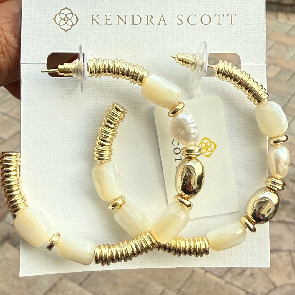NWT- Kendra Scott Melody Gold Beaded Hoop Earrings